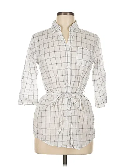 Pre-owned Unbranded 3/4 Sleeve Button Down Shirt In White