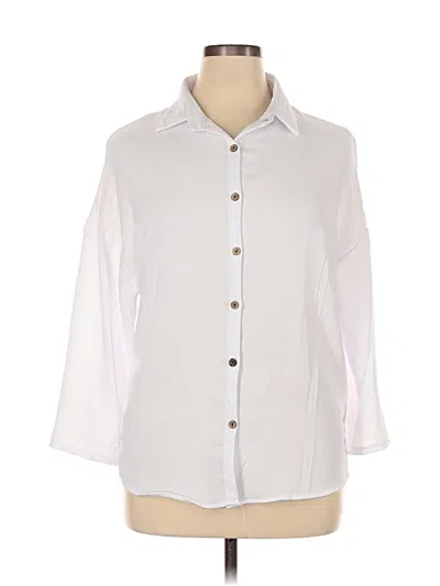 Pre-owned Unbranded 3/4 Sleeve Button Down Shirt In White