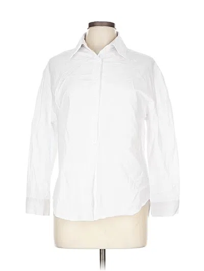 Pre-owned Unbranded 3/4 Sleeve Button Down Shirt In White