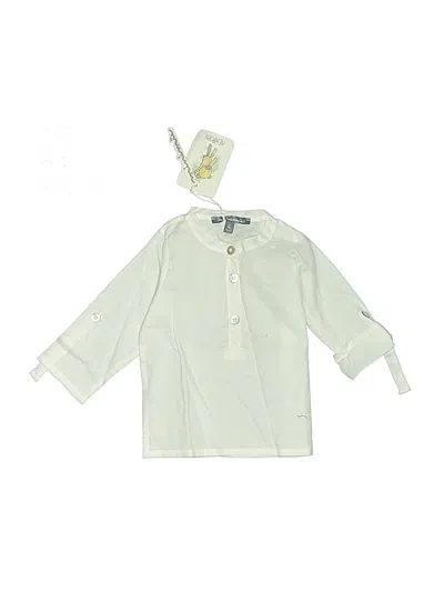 Pre-owned Unbranded Babies' 3/4 Sleeve Button Down Shirt In White