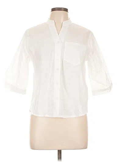 Pre-owned Unbranded 3/4 Sleeve Button Down Shirt In White