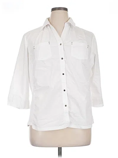 Pre-owned Unbranded 3/4 Sleeve Button Down Shirt In White