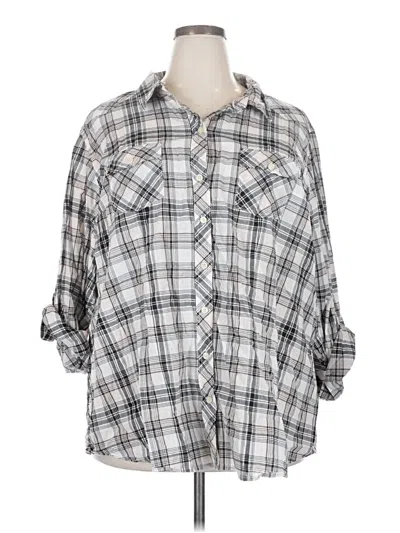 Pre-owned Unbranded 3/4 Sleeve Button Down Shirt In White