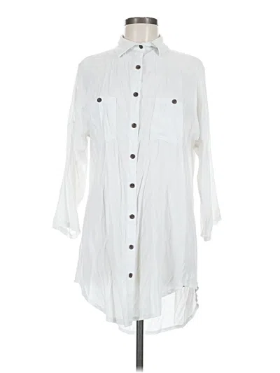 Pre-owned Unbranded 3/4 Sleeve Button Down Shirt In White