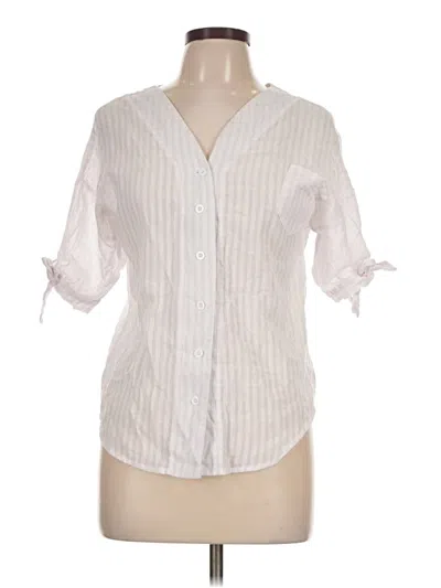 Pre-owned Unbranded 3/4 Sleeve Button Down Shirt In White