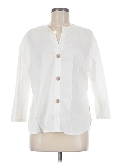 Pre-owned Unbranded 3/4 Sleeve Button Down Shirt In White