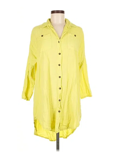 Pre-owned Unbranded 3/4 Sleeve Button Down Shirt In Yellow