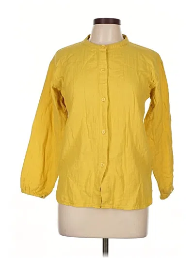 Pre-owned Unbranded 3/4 Sleeve Button Down Shirt In Yellow