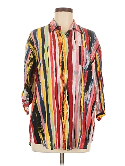 Pre-owned Unbranded 3/4 Sleeve Button Down Shirt In Yellow