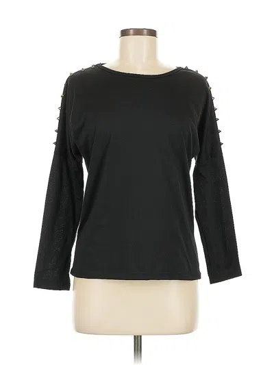 Pre-owned Unbranded 3/4 Sleeve T-shirt In Black