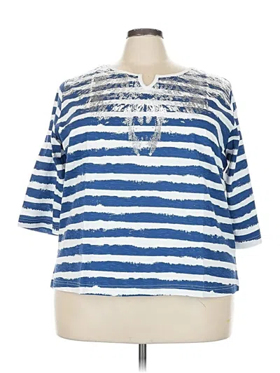 Pre-owned Unbranded 3/4 Sleeve T-shirt In Blue