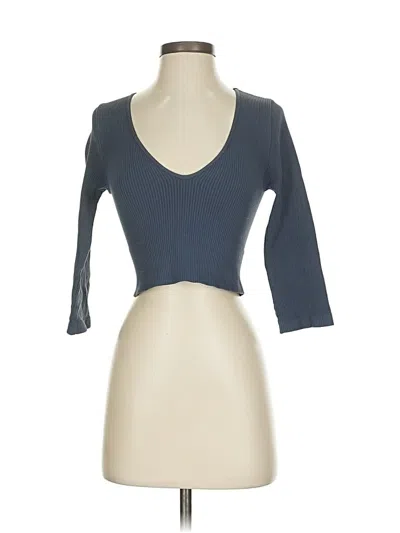 Pre-owned Unbranded 3/4 Sleeve T-shirt In Blue