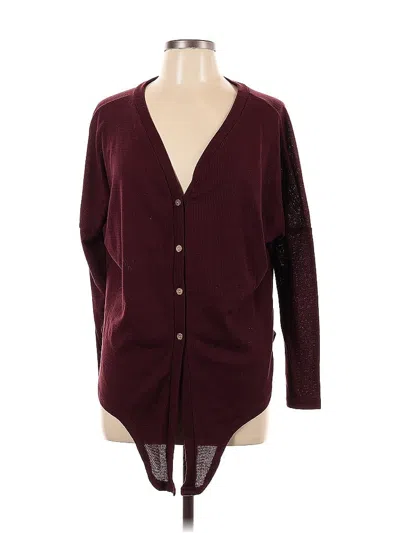 Pre-owned Unbranded 3/4 Sleeve T-shirt In Burgundy