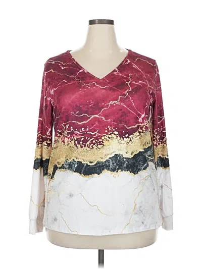 Pre-owned Unbranded 3/4 Sleeve T-shirt In Burgundy