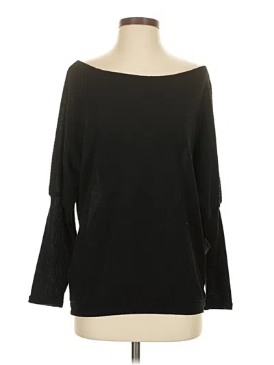 Pre-owned Unbranded 3/4 Sleeve Top Black Boatneck Tops