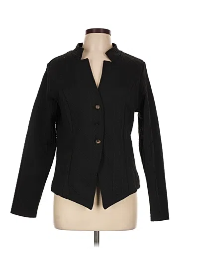 Pre-owned Unbranded 3/4 Sleeve Top Black Collared Neckline Tops
