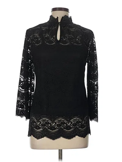 Pre-owned Unbranded 3/4 Sleeve Top Black Mock Neckline Tops