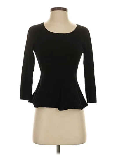 Pre-owned Unbranded 3/4 Sleeve Top Black Ruffles Neckline Tops