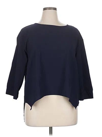 Pre-owned Unbranded 3/4 Sleeve Top Blue Boatneck Tops