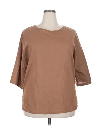 Unbranded 3/4 Sleeve Top Brown Boatneck Tops