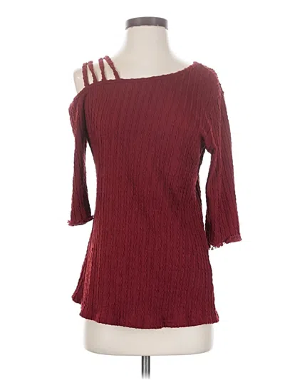 Pre-owned Unbranded 3/4 Sleeve Top Burgundy One Shoulder Neckline Tops