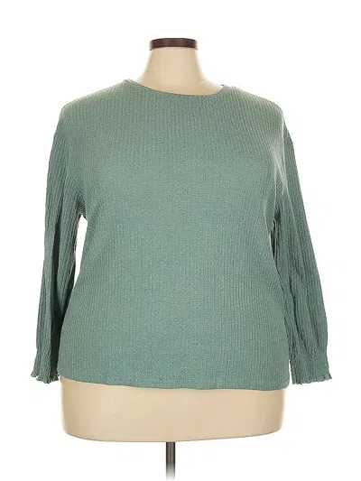 Pre-owned Unbranded 3/4 Sleeve Top Green Boatneck Tops