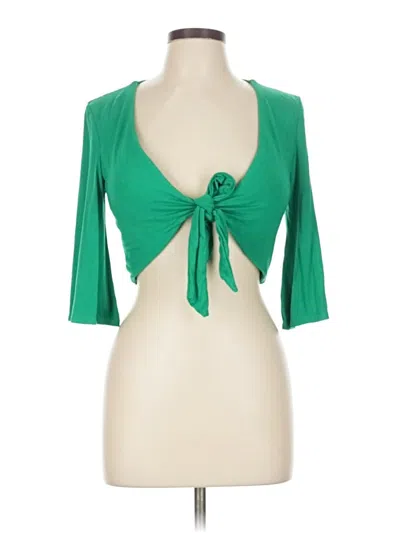 Pre-owned Unbranded 3/4 Sleeve Top Green Sweetheart Neckline Tops