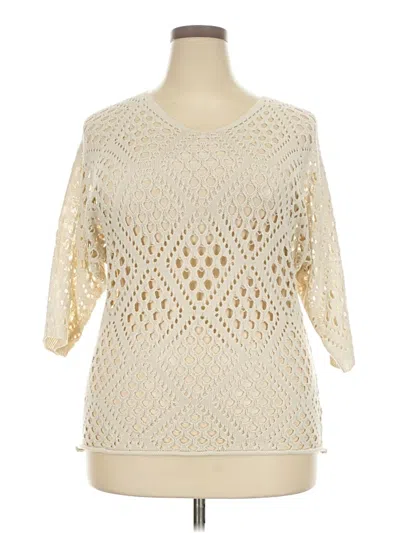 Pre-owned Unbranded 3/4 Sleeve Top Ivory Boatneck Tops In White