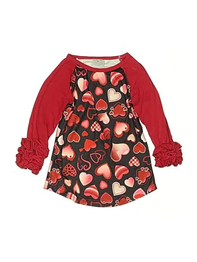 Pre-owned Unbranded Kids' 3/4 Sleeve Top Red Sweetheart Neckline Tops