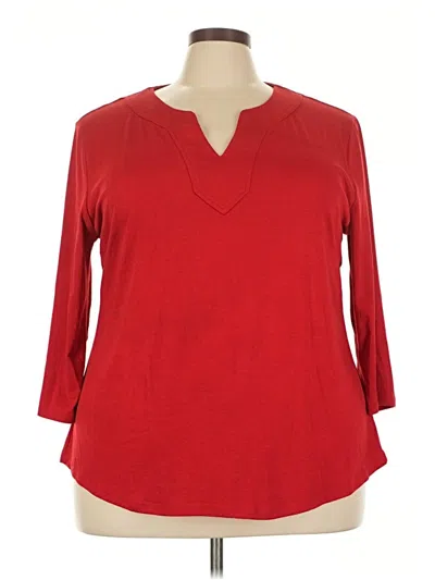 Pre-owned Unbranded 3/4 Sleeve Top Red V Neck Tops
