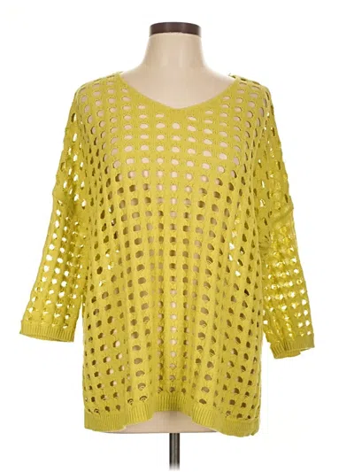 Pre-owned Unbranded 3/4 Sleeve Top Yellow Square Neckline Tops
