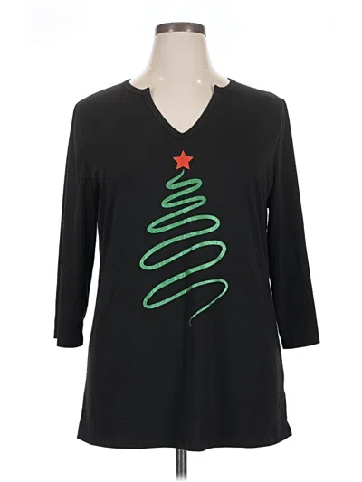 Pre-owned Unbranded 3/4 Sleeve T-shirt In Black