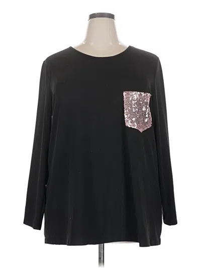 Pre-owned Unbranded 3/4 Sleeve T-shirt In Black