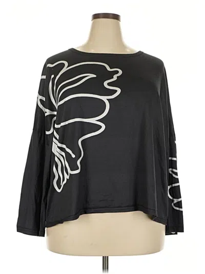 Pre-owned Unbranded 3/4 Sleeve T-shirt In Black