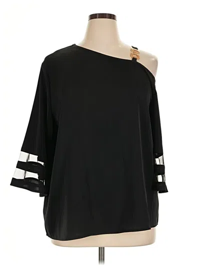 Pre-owned Unbranded 3/4 Sleeve T-shirt In Black