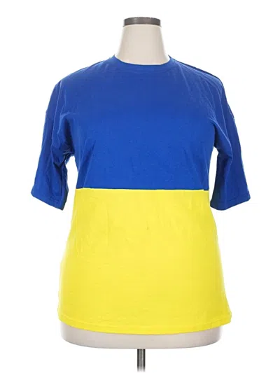 Pre-owned Unbranded 3/4 Sleeve T-shirt In Blue