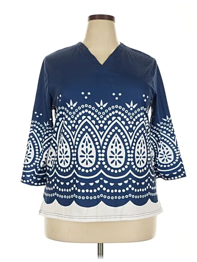 Pre-owned Unbranded 3/4 Sleeve T-shirt In Blue