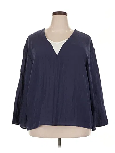 Pre-owned Unbranded 3/4 Sleeve T-shirt In Blue