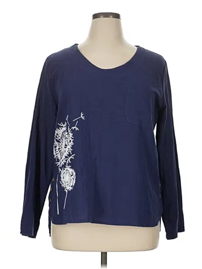 Pre-owned Unbranded 3/4 Sleeve T-shirt In Blue