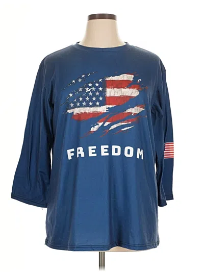 Pre-owned Unbranded 3/4 Sleeve T-shirt In Blue