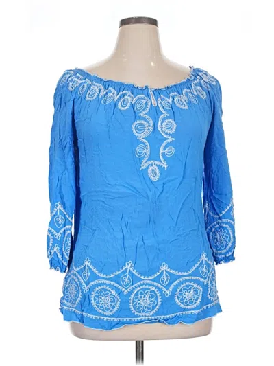 Pre-owned Unbranded 3/4 Sleeve T-shirt In Blue