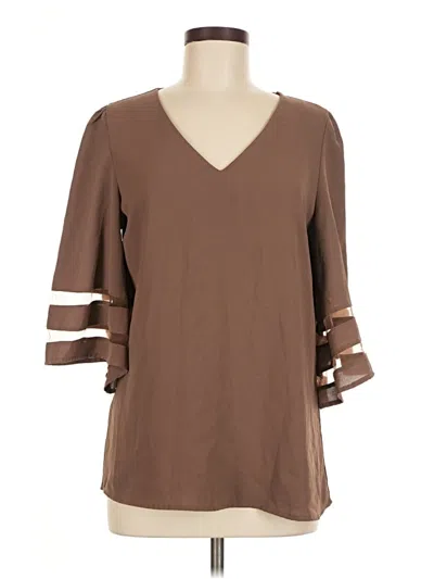 Pre-owned Unbranded 3/4 Sleeve T-shirt In Brown