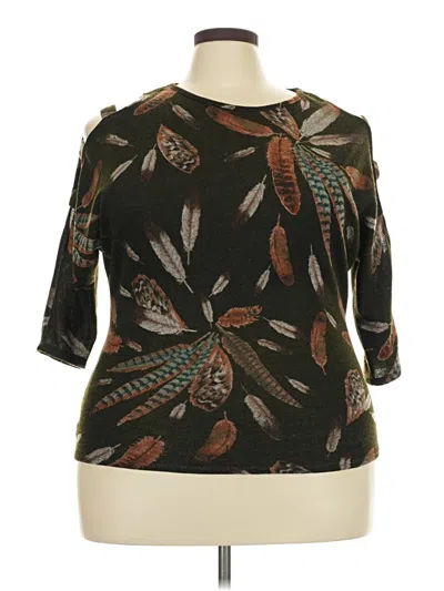 Pre-owned Unbranded 3/4 Sleeve T-shirt In Brown