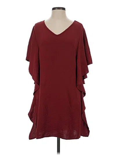 Pre-owned Unbranded 3/4 Sleeve T-shirt In Burgundy