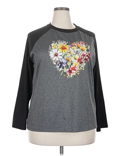 Pre-owned Unbranded 3/4 Sleeve T-shirt In Gray