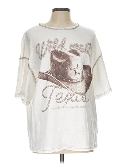 Pre-owned Unbranded 3/4 Sleeve T-shirt In Ivory