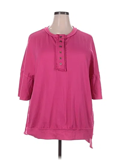 Pre-owned Unbranded 3/4 Sleeve T-shirt In Pink
