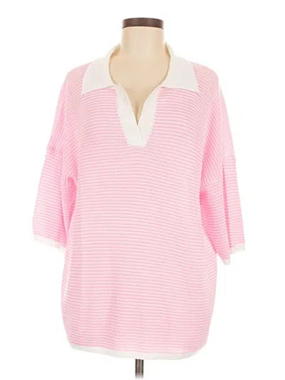 Pre-owned Unbranded 3/4 Sleeve T-shirt In Pink