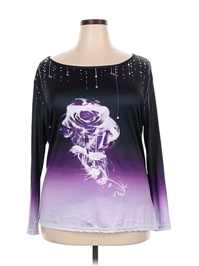Pre-owned Unbranded 3/4 Sleeve T-shirt In Purple