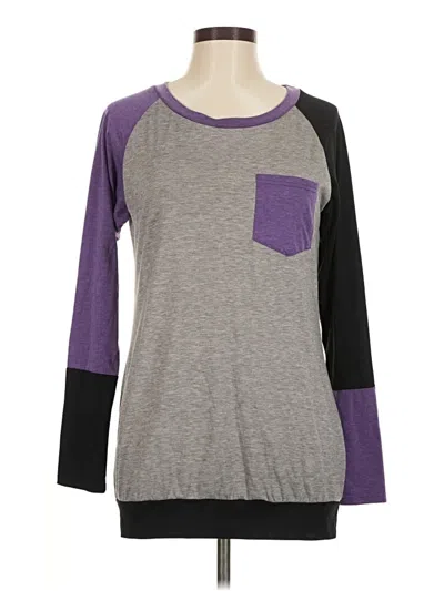 Pre-owned Unbranded 3/4 Sleeve T-shirt In Purple